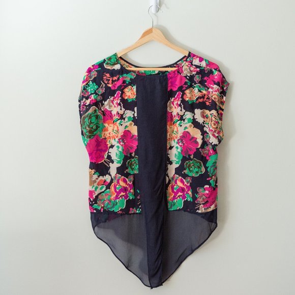 Bright floral silk top - Picture 3 of 4